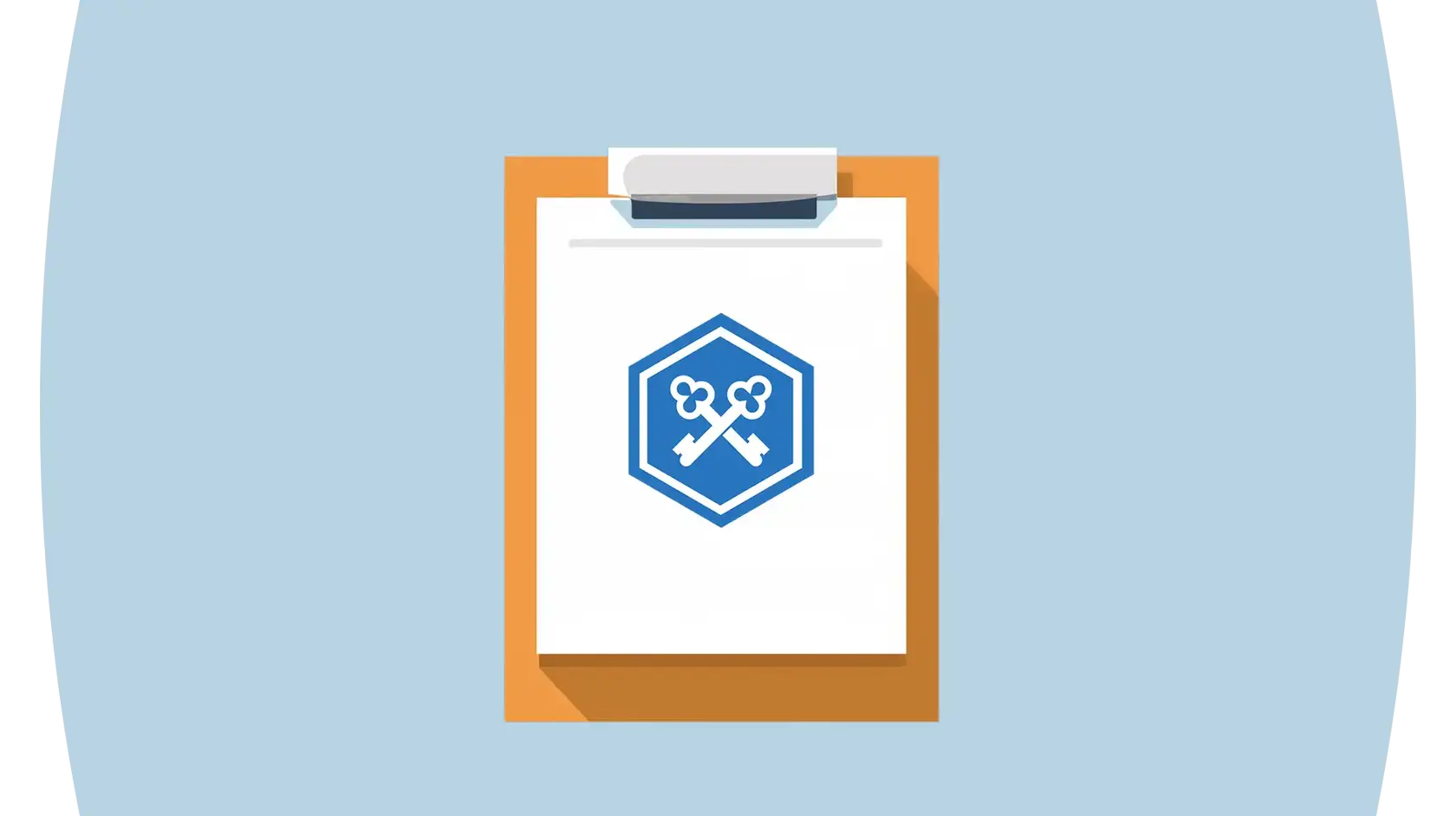 Illustration of a clipboard with the Tontine Trust logo in the middle with a grey background