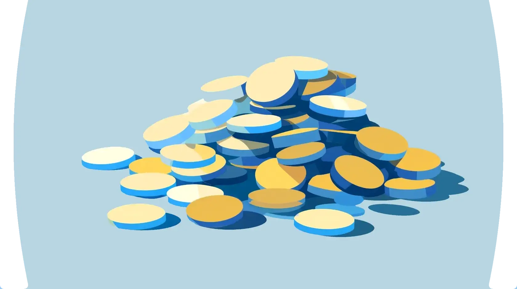 Illustration of coins pile on a grey background