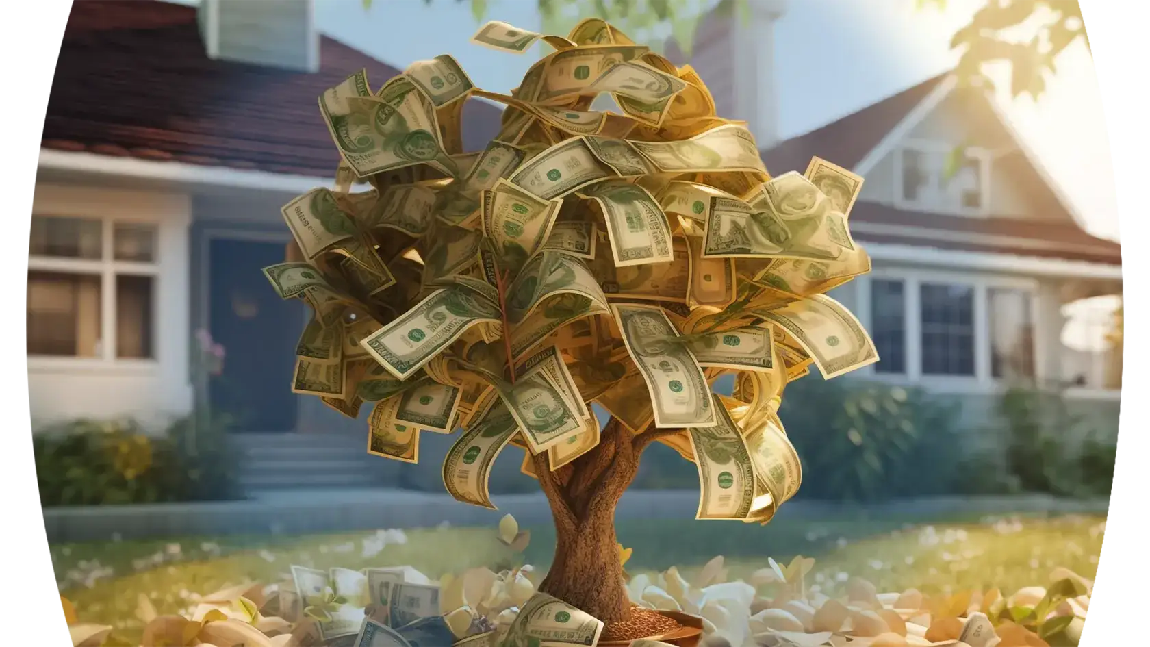 Illustration of a tree with money as leaves